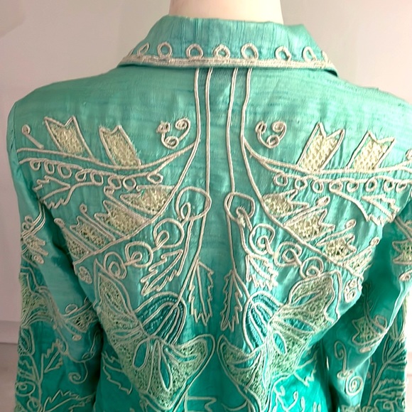Sandy Starkman Vintage Raw Silk Embroidered Beaded Jacket - Picture 5 of 16